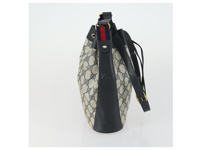 Borsa a Spalla Gucci GG Supreme Sherry Line PVC Blu Navy Oro 41 02 034 Auth 156842 D'oro - vista 5