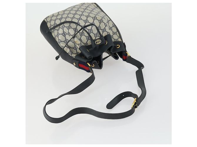 Borsa a Spalla Gucci GG Supreme Sherry Line PVC Blu Navy Oro 41 02 034 Auth 156842 D'oro - vista 7