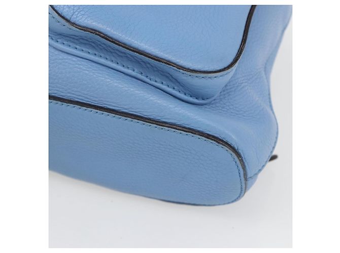 Gucci Bamboo Rucksack aus Leder hellblau Silber 370833 Auth BA9273V - Ansicht 12