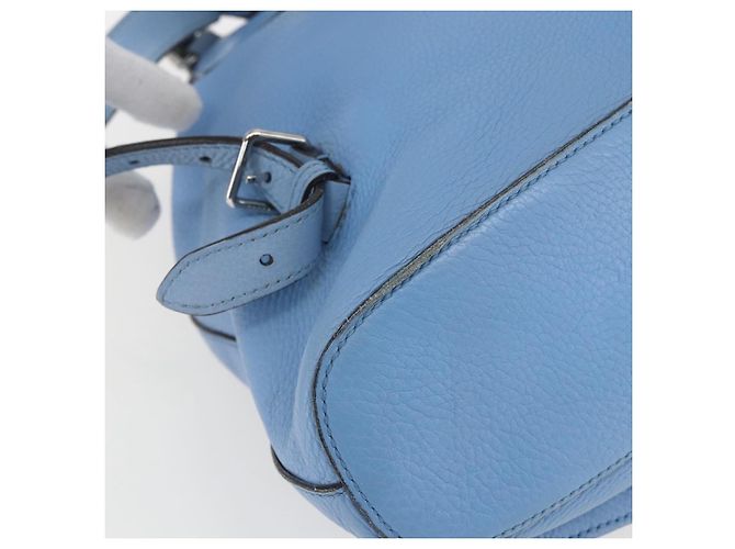 Gucci Bamboo Rucksack aus Leder hellblau Silber 370833 Auth BA9273V - Ansicht 15