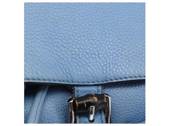 Gucci Bamboo Rucksack aus Leder hellblau Silber 370833 Auth BA9273V - Ansicht 16