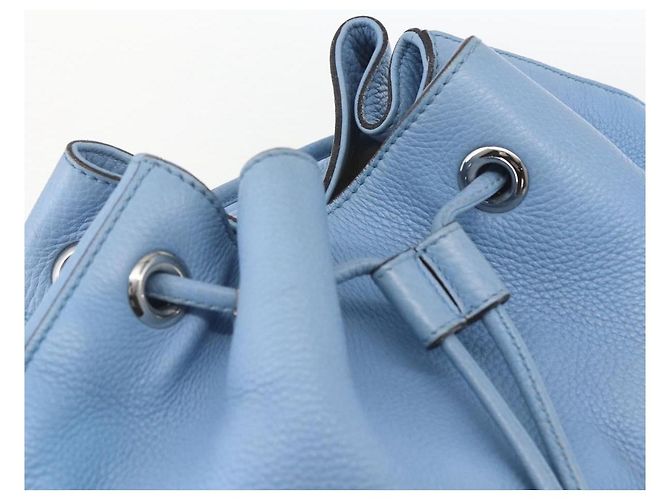 Gucci Bamboo Rucksack aus Leder hellblau Silber 370833 Auth BA9273V - Ansicht 17