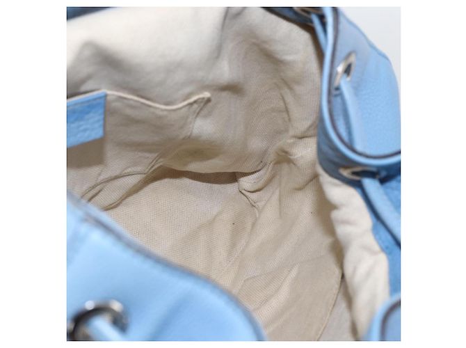Gucci Bamboo Rucksack aus Leder hellblau Silber 370833 Auth BA9273V - Ansicht 20