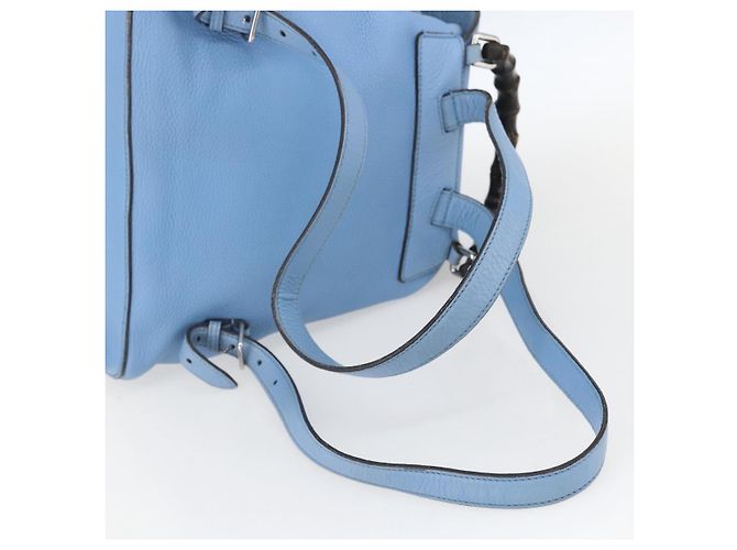 Gucci Bamboo Rucksack aus Leder hellblau Silber 370833 Auth BA9273V - Ansicht 9