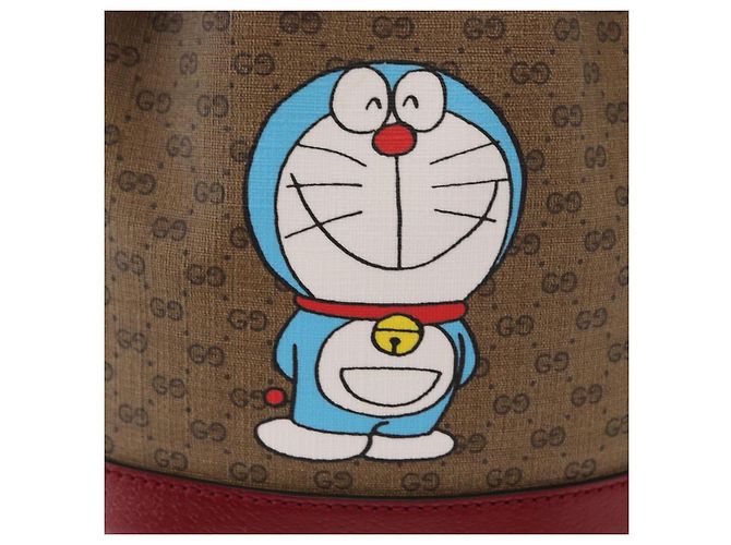 Bolsa de Ombro GUCCI Micro GG Supreme Doraemon PVC Bege Dourado 647801 Auth 161141SM - vista 14
