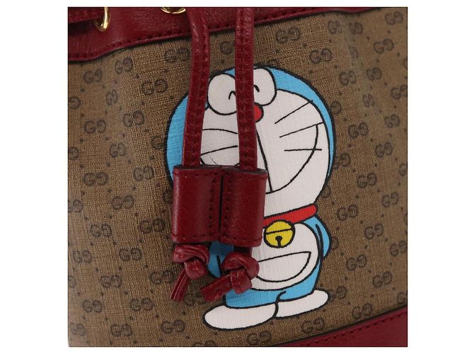 Bolsa de Ombro GUCCI Micro GG Supreme Doraemon PVC Bege Dourado 647801 Auth 161141SM - vista 15