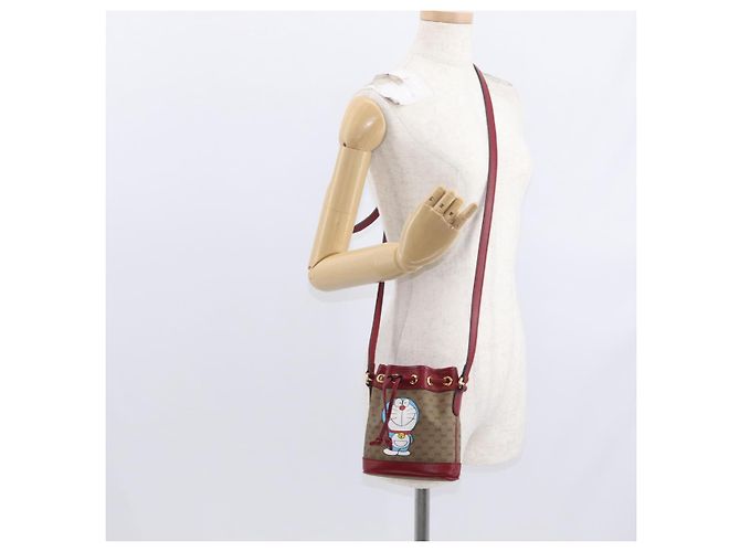 Bolsa de Ombro GUCCI Micro GG Supreme Doraemon PVC Bege Dourado 647801 Auth 161141SM - vista 21
