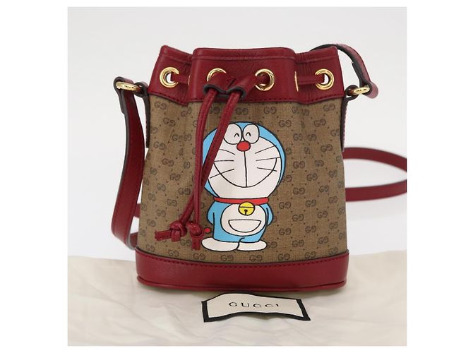 Bolsa de Ombro GUCCI Micro GG Supreme Doraemon PVC Bege Dourado 647801 Auth 161141SM - vista 22