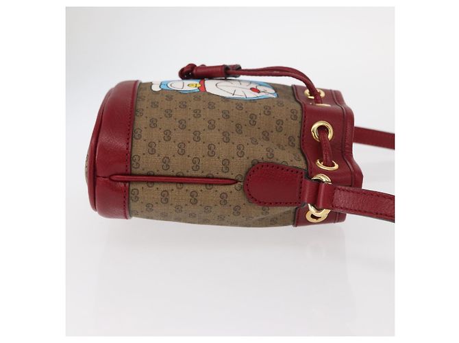 Bolsa de Ombro GUCCI Micro GG Supreme Doraemon PVC Bege Dourado 647801 Auth 161141SM - vista 4