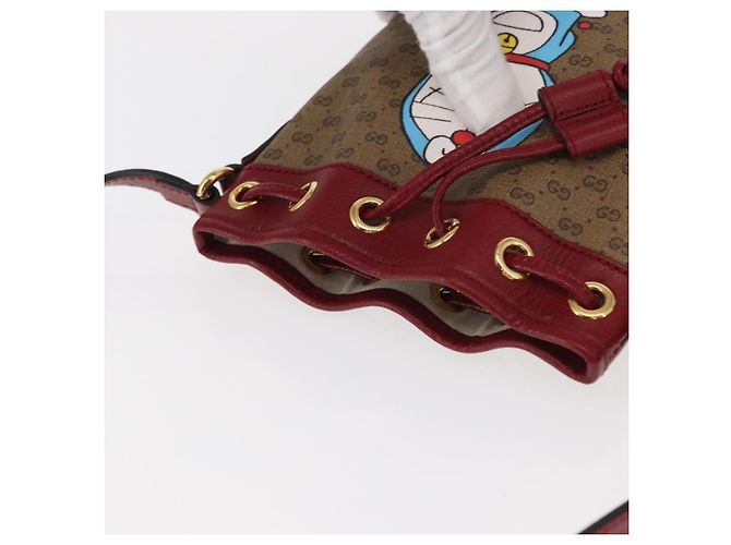 Bolsa de Ombro GUCCI Micro GG Supreme Doraemon PVC Bege Dourado 647801 Auth 161141SM - vista 6