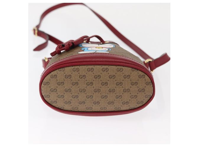 Bolsa de Ombro GUCCI Micro GG Supreme Doraemon PVC Bege Dourado 647801 Auth 161141SM - vista 9