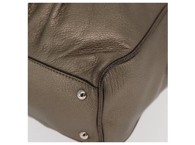 Borsa a mano Gancini in pelle Salvatore Ferragamo oro argento Auth 160099 - vista 11