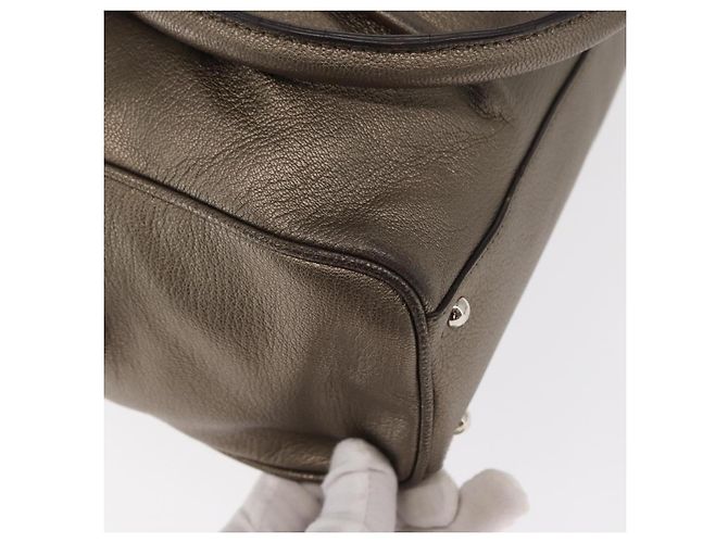 Borsa a mano Gancini in pelle Salvatore Ferragamo oro argento Auth 160099 - vista 12