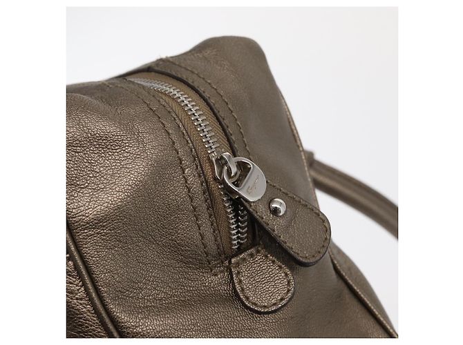 Borsa a mano Gancini in pelle Salvatore Ferragamo oro argento Auth 160099 - vista 14
