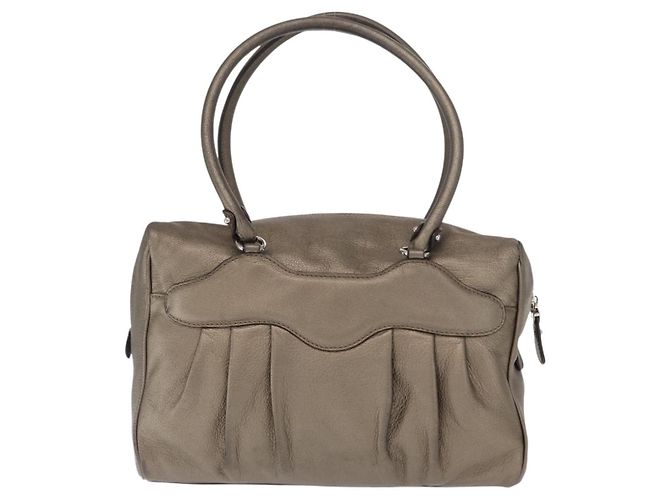 Borsa a mano Gancini in pelle Salvatore Ferragamo oro argento Auth 160099 - vista 3