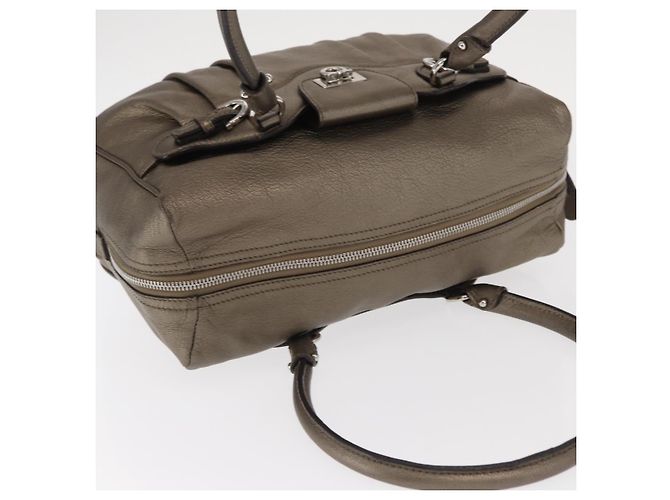 Borsa a mano Gancini in pelle Salvatore Ferragamo oro argento Auth 160099 - vista 6