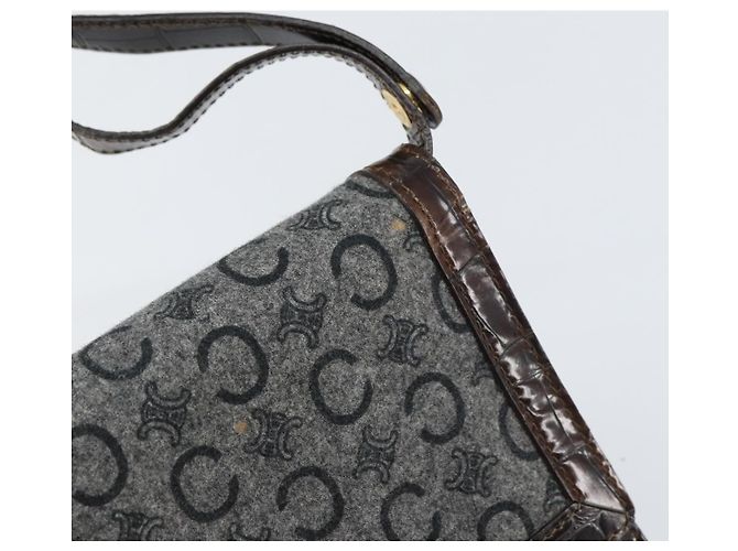 Céline CELINE C Macadam Canvas Schultertasche Grau Gold Auth 157930 Braun Golden - Ansicht 15