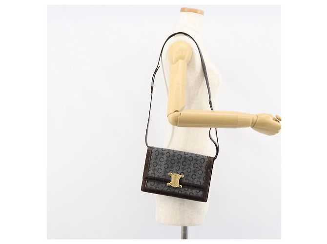 Céline CELINE C Macadam Canvas Schultertasche Grau Gold Auth 157930 Braun Golden - Ansicht 25