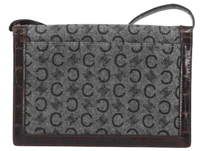 Céline CELINE C Macadam Canvas Schultertasche Grau Gold Auth 157930 Braun Golden - Ansicht 3