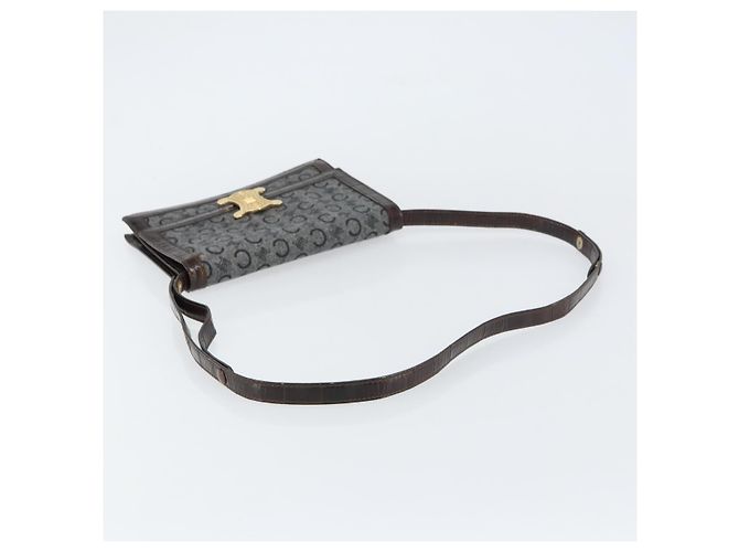 Céline CELINE C Macadam Canvas Schultertasche Grau Gold Auth 157930 Braun Golden - Ansicht 7