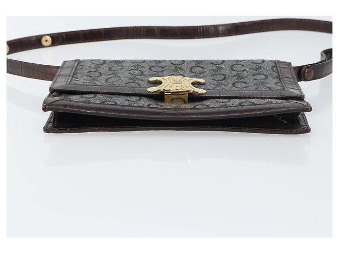 Céline CELINE C Macadam Canvas Schultertasche Grau Gold Auth 157930 Braun Golden - Ansicht 9