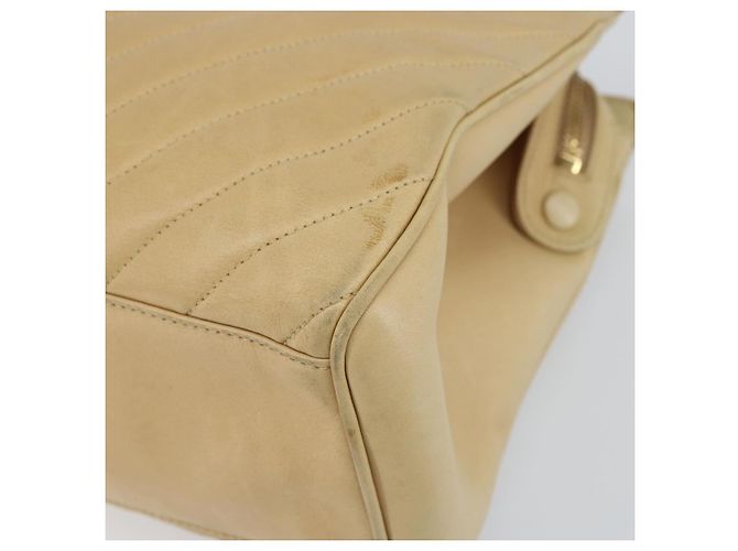 CHANEL Borsa a Mano V Stitch Pelle Beige Oro CC Auth BA9348 D'oro - vista 10