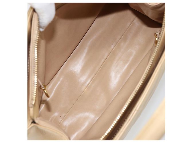 CHANEL Borsa a Mano V Stitch Pelle Beige Oro CC Auth BA9348 D'oro - vista 16