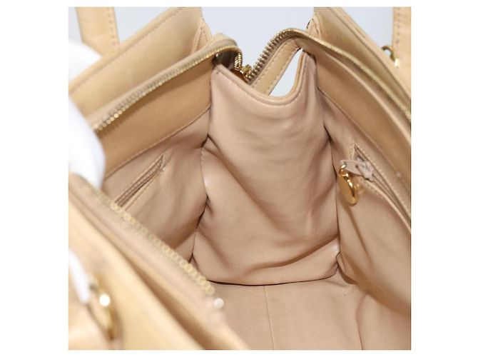 CHANEL Borsa a Mano V Stitch Pelle Beige Oro CC Auth BA9348 D'oro - vista 17