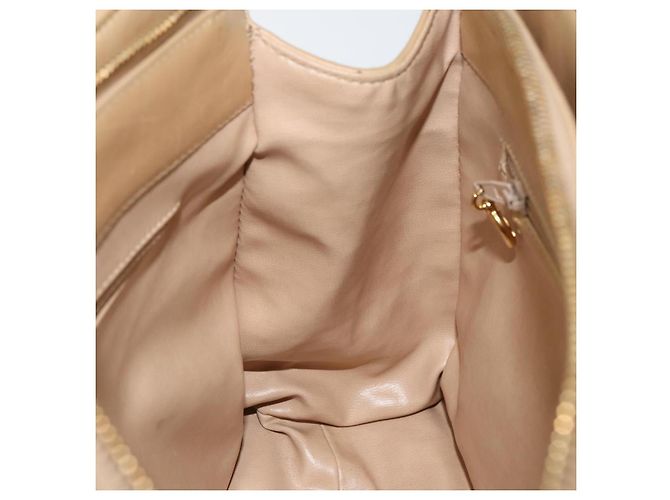 CHANEL Borsa a Mano V Stitch Pelle Beige Oro CC Auth BA9348 D'oro - vista 18