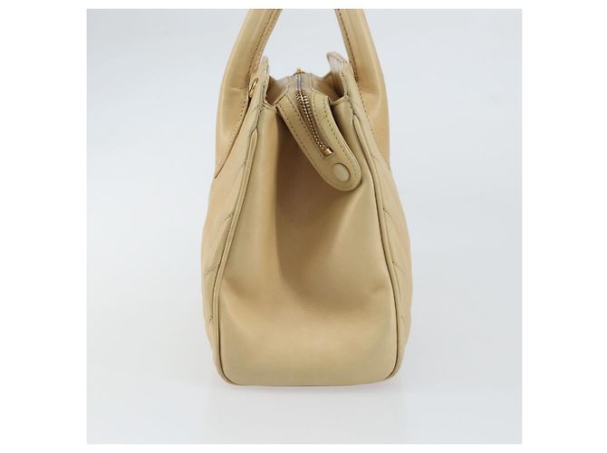 CHANEL Borsa a Mano V Stitch Pelle Beige Oro CC Auth BA9348 D'oro - vista 5