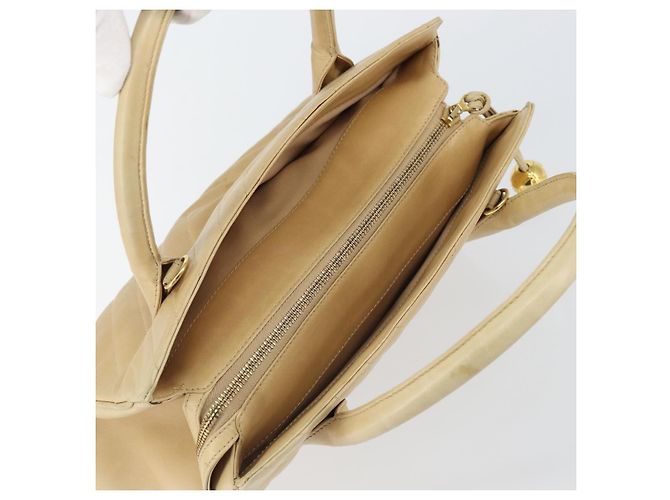 CHANEL Borsa a Mano V Stitch Pelle Beige Oro CC Auth BA9348 D'oro - vista 6