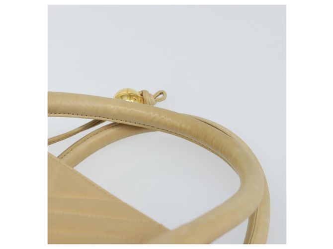 CHANEL Borsa a Mano V Stitch Pelle Beige Oro CC Auth BA9348 D'oro - vista 8