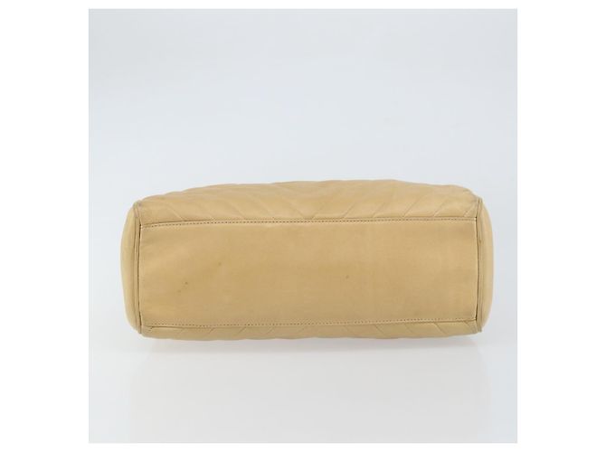 CHANEL Borsa a Mano V Stitch Pelle Beige Oro CC Auth BA9348 D'oro - vista 9