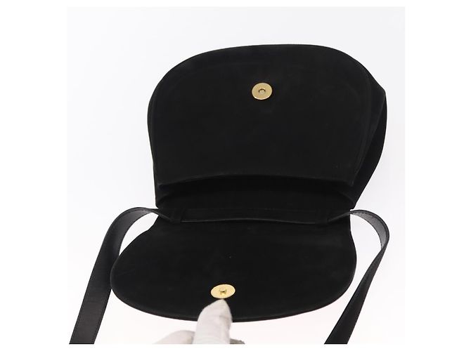 Salvatore Ferragamo Vala Shoulder Bag Suede Black Gold Auth BA9286 Golden - view 15