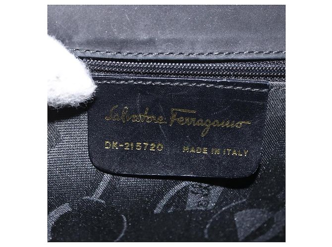 Salvatore Ferragamo Vala Shoulder Bag Suede Black Gold Auth BA9286 Golden - view 16