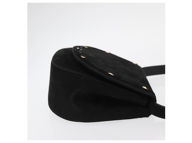 Salvatore Ferragamo Vala Shoulder Bag Suede Black Gold Auth BA9286 Golden - view 4