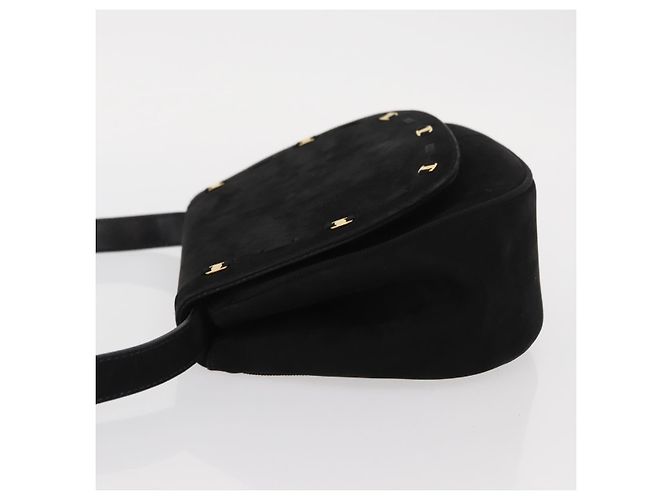 Salvatore Ferragamo Vala Shoulder Bag Suede Black Gold Auth BA9286 Golden - view 5