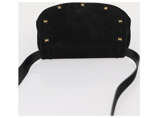 Salvatore Ferragamo Vala Shoulder Bag Suede Black Gold Auth BA9286 Golden - view 6