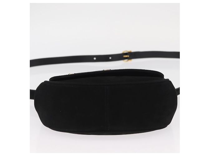Salvatore Ferragamo Vala Shoulder Bag Suede Black Gold Auth BA9286 Golden - view 9