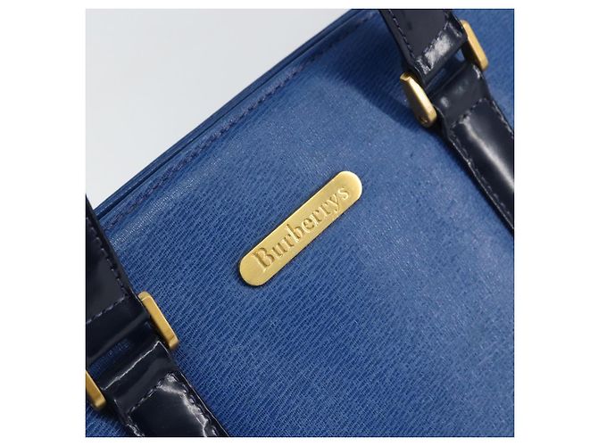 Autre Marque Borsa a mano Burberry in pelle blu e oro Auth 159091 D'oro - vista 10