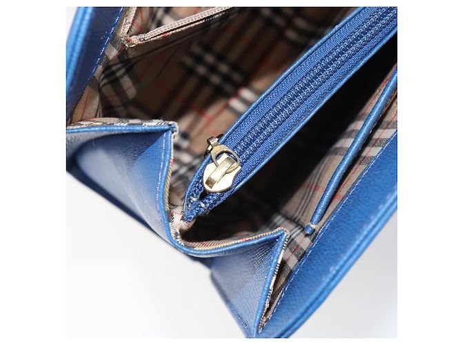 Autre Marque Borsa a mano Burberry in pelle blu e oro Auth 159091 D'oro - vista 11