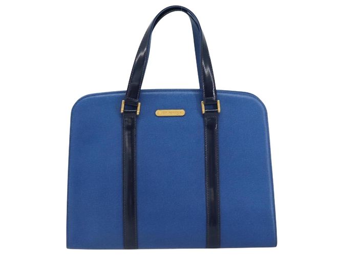 Autre Marque Borsa a mano Burberry in pelle blu e oro Auth 159091 D'oro - vista 13