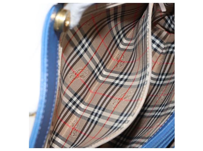 Autre Marque Borsa a mano Burberry in pelle blu e oro Auth 159091 D'oro - vista 20