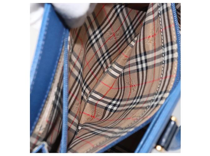 Autre Marque Borsa a mano Burberry in pelle blu e oro Auth 159091 D'oro - vista 21