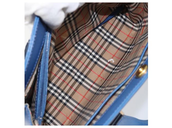 Autre Marque Borsa a mano Burberry in pelle blu e oro Auth 159091 D'oro - vista 22