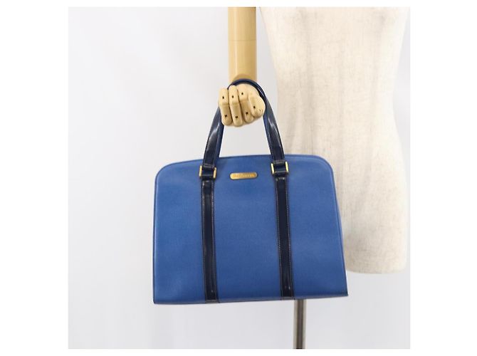 Autre Marque Borsa a mano Burberry in pelle blu e oro Auth 159091 D'oro - vista 23