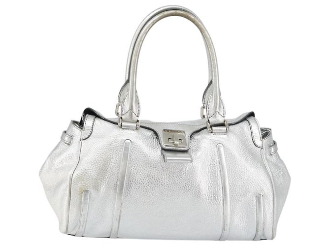 Céline Borsa a mano in pelle argento Auth 157912 - vista 2