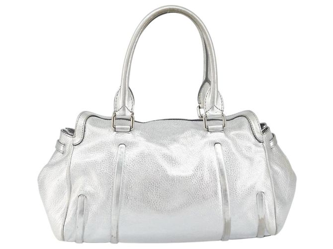 Céline Borsa a mano in pelle argento Auth 157912 - vista 3