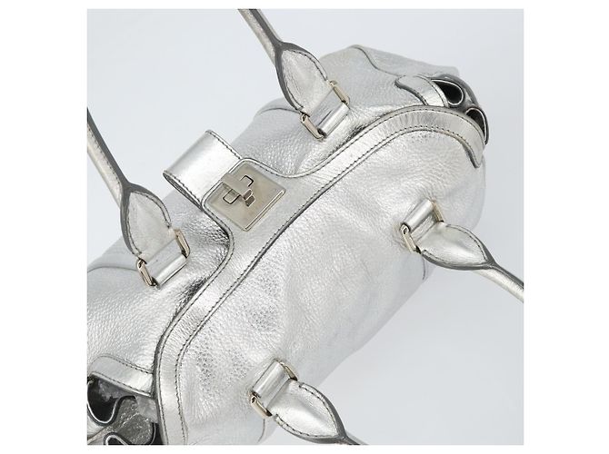 Céline Borsa a mano in pelle argento Auth 157912 - vista 6