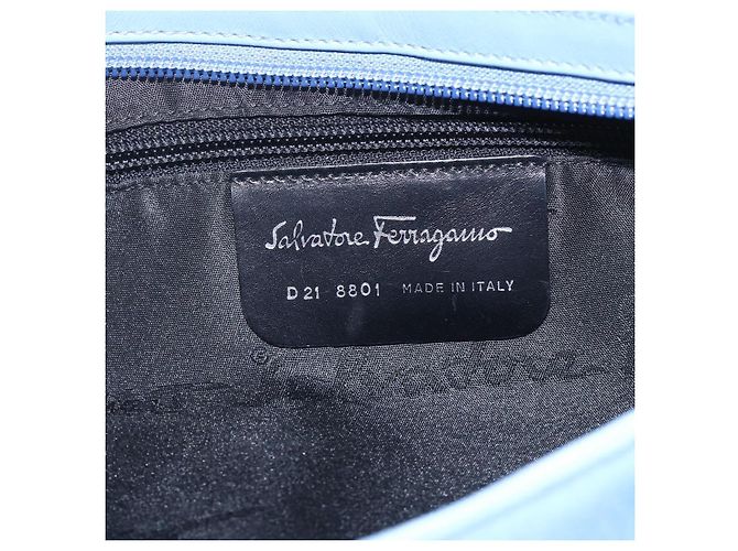 Salvatore Ferragamo Schultertasche Nylon Hellblau Silber Authentisch ka1321 - Ansicht 15
